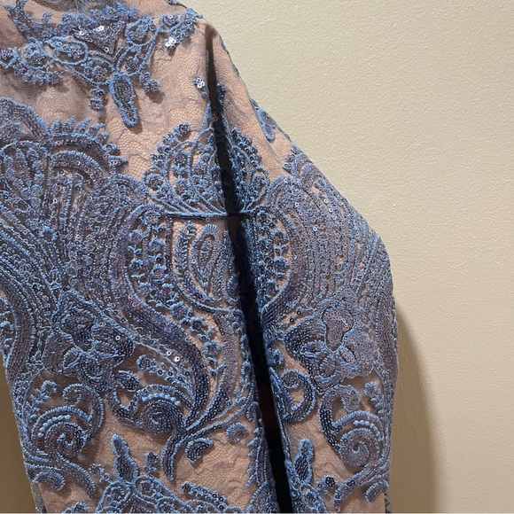 Free People Night Shimmers Pale Blue Beaded Mini Dress Size 6 - Picture 13 of 16